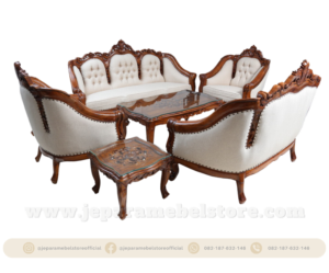 Kursi Tamu Italian Jati Set 3211 Plus Meja Kayu Jati Toko Mebel Online Jepara Mebel Store www.jeparamebelstore.com