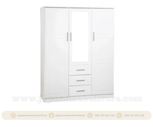 Lemari Pakaian Mahoni Minimalis 3 Pintu Toko Mebel Online Jepara Mebel Store www,jeparamebelstore.com
