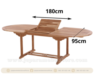 JUAL MEJA OUTDOOR DAPAT DITARIK KAYU JATI WWW.JEPARAMEBELSTORE.COM 