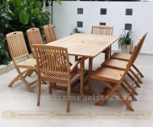 Set Meja Outdoor Kotak Jati Fleksibel Dapat Ditarik Toko Mebel Online Jepara Mebel Store