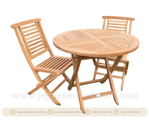 Set Meja Kopi Bulat Outdoor Kursi Lipat Jati Toko Mebel Online Jepara Mebel Store www.jeparamebelstore.com