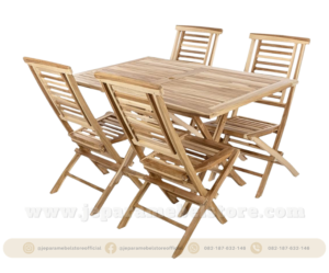 Set Meja Outdoor Kotak Jati 4 Kursi Lipat Toko Mebel Online Jepara Mebel Store www.jeparamebelstore.com