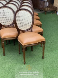 Kursi makan Klasik Jati Teak Brown Kombinasi Rotan Jepara jeparamebelstore.com