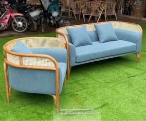 Rustic Natural Sofa Set Minimalist Jati Kombinasi Rotan Modern Big Hug Arm Jepara Mebel Store jeparamebelstore.com