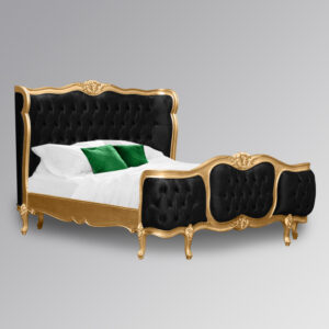 Tempat Tidur Ukir Mewah Archibald Black & Gold Toko Mebel Online Jepara Mebel Store www.jeparamebelstore.com