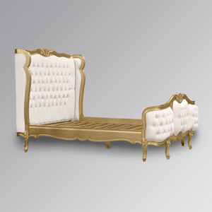 Tempat Tidur Ukir Mewah Archibald Gold & Cream Toko Mebel Online Jepara Mebel Store www.jeparamebelstore.com
