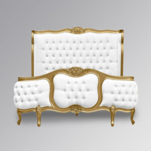 Tempat Tidur Ukir Mewah Archibald Gold & White Toko Mebel Online Jepara Mebel Store www.jeparamebelstore.com