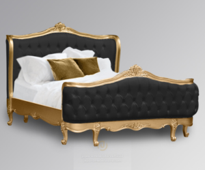 Tempat Tidur Ukir Mewah Camille Black & Gold Jepara Mebel Store www.jeparamebelstore.com