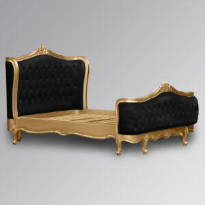 Tempat Tidur Ukir Mewah Camille Black & Gold Toko Mebel Online Jepara Mebel Store www.jeparamebelstore.com