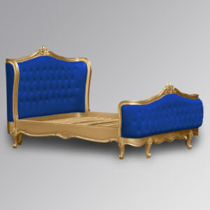 Tempat Tidur Ukir Mewah Camille Blue & Gold Jepara Mebel Store www.jeparamebelstore.com