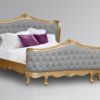 Tempat Tidur Ukir Mewah Camille Grey Velvet & Gold Jepara Mebel Store www.jeparamebelstore.com