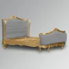 Tempat Tidur Ukir Mewah Camille Grey Velvet & Gold Toko Mebel Online Jepara Mebel Store www.jeparamebelstore.com