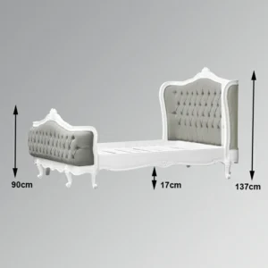 Tempat Tidur Ukir Mewah Camille Grey Velvet & Gold Toko Mebel Online Jepara Mebel Store www.jeparamebelstore.com