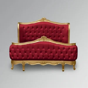 Tempat Tidur Ukir Mewah Camille Red & Gold Toko Mebel OnlineJepara Mebel Store www.jeparamebelstore.com