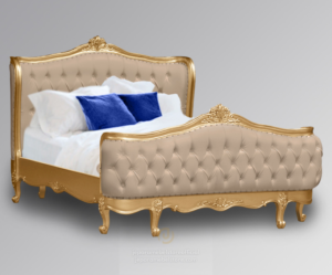 Tempat Tidur Ukir Mewah Camille Soft Brown & Gold Jepara Mebel Store www.jeparamebelstore.com