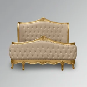 Tempat Tidur Ukir Mewah Camille Soft Brown & Gold Jepara Mebel Store www.jeparamebelstore.com