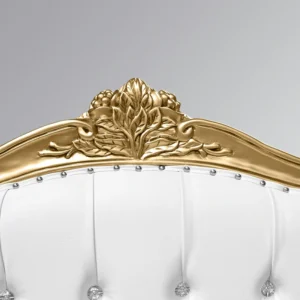 Tempat Tidur Ukir Mewah Camille White & Gold Toko Mebel Online Jepara Mebel Store www.jeparamebelstore.com
