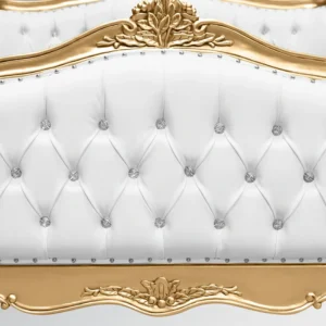 Tempat Tidur Ukir Mewah Camille White & Gold Toko Mebel Online Jepara Mebel Store www.jeparamebelstore.com