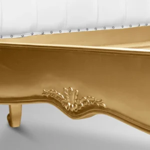 Tempat Tidur Ukir Mewah Camille White & Gold Toko Mebel Online Jepara Mebel Store www.jeparamebelstore.com