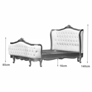Tempat Tidur Ukir Mewah Camille White & Gold Toko Mebel Online Jepara Mebel Store www.jeparamebelstore.com