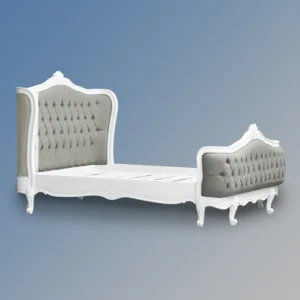 Tempat Tidur Ukir Mewah Camille White & Grey Toko Mebel Online Jepara Mebel Store www.jeparamebelstore.com
