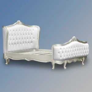 Tempat Tidur Ukir Mewah Camille White & Silver Toko Mebel Online Jepara Mebel Store www.jeparamebelstore.com