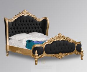 Tempat Tidur Ukir Mewah Cassandra Black & Gold Jepara Mebel Store www.jeparamebelstore.com