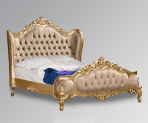 Tempat Tidur Ukir Mewah Cassandra Brown & Gold Jepara Mebel Store www.jeparamebelstore.com